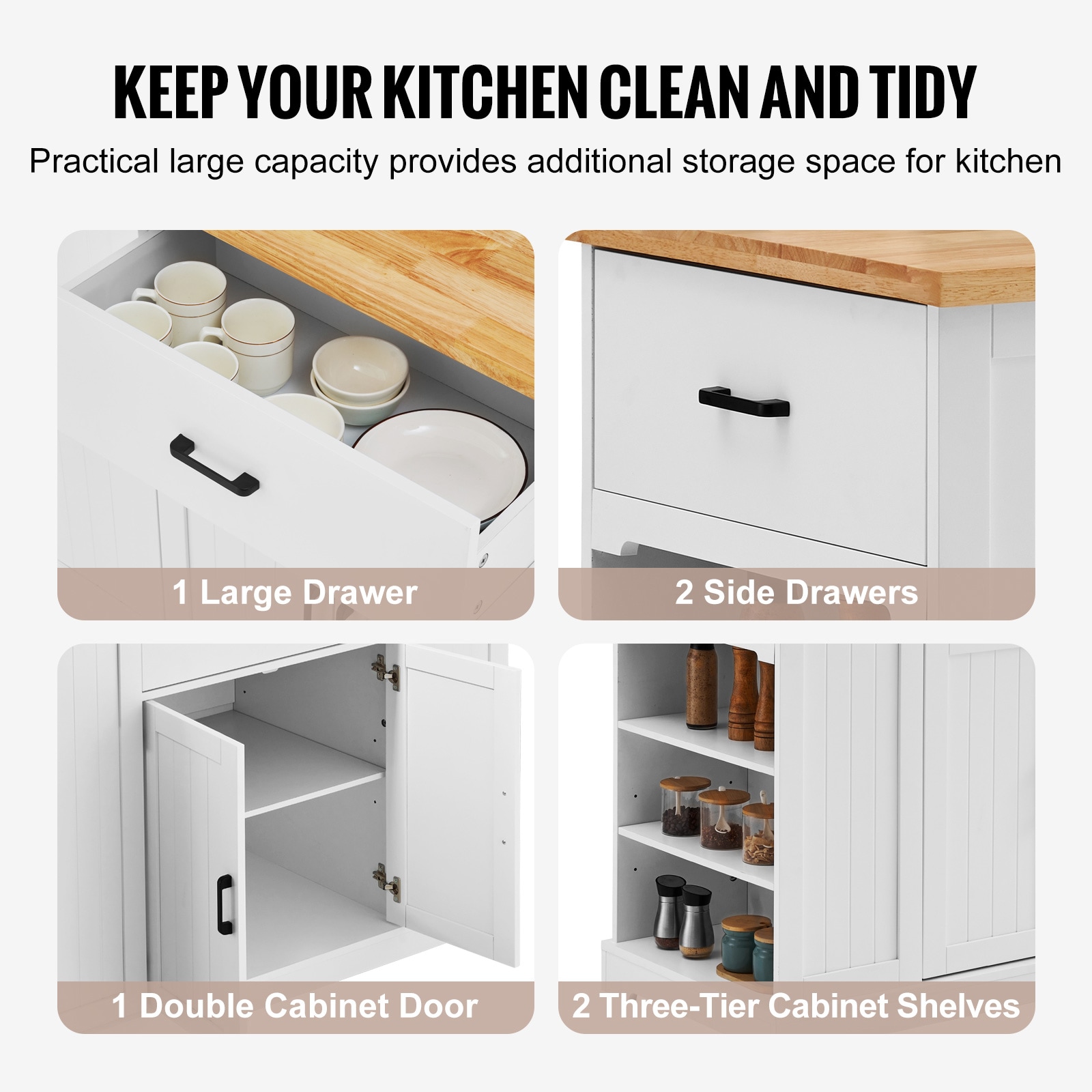 Kitchen Island Cart With Storage Cabinet Serving Cart And Drawer_voghion.com